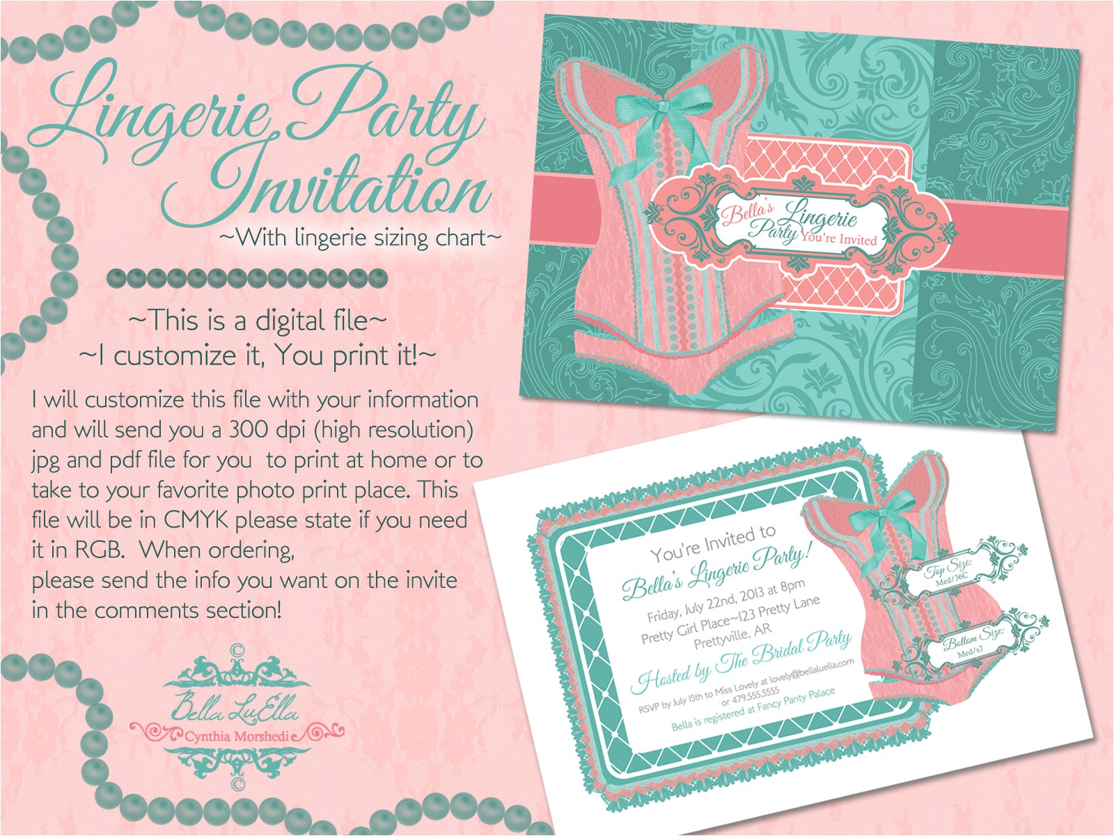 Lingerie Party Invites Lingerie Shower Invitation Template Bella Luella More