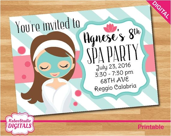 Little Spa Party Invitations Digital Spa Party Invitation Little Girls by