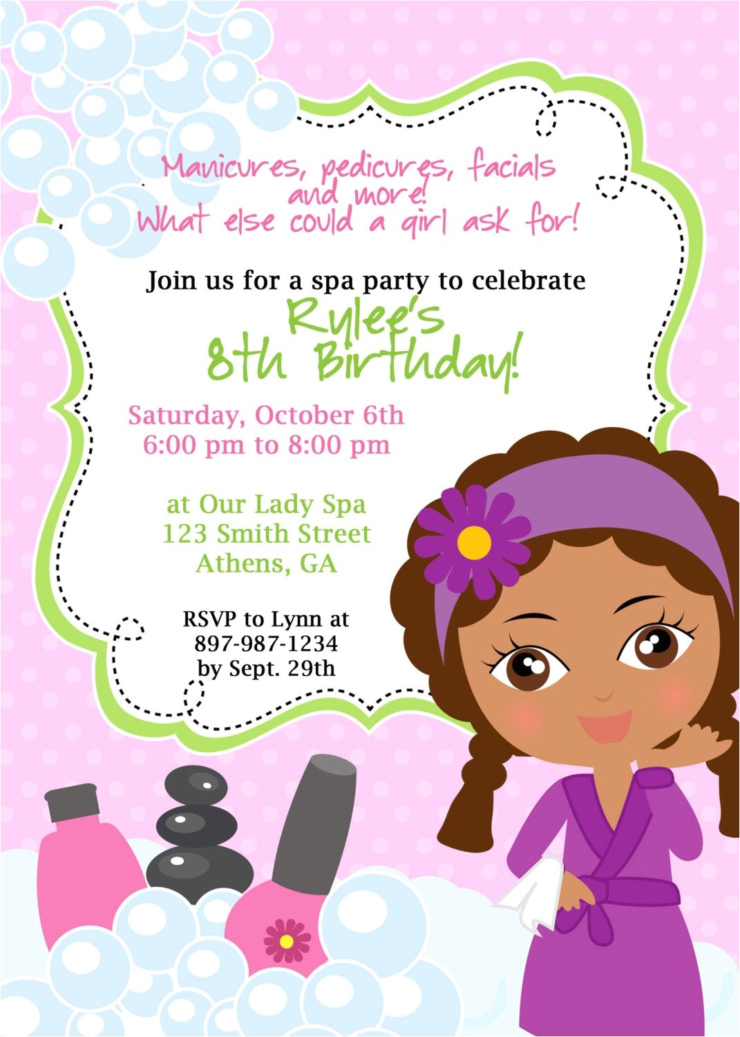 Little Spa Party Invitations Diy Sassy Spa Party Invitation African American Little Girl