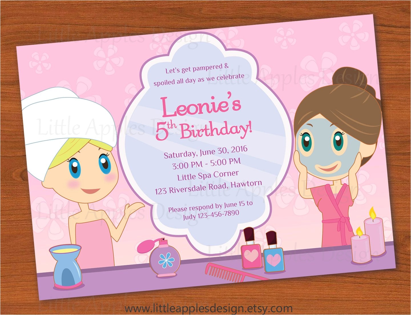 Little Spa Party Invitations Kids Spa Party Invitation Girls Spa Party Invitation Spa