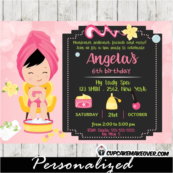 Little Spa Party Invitations Little Girl Spa Party Invitations Pink Bokeh