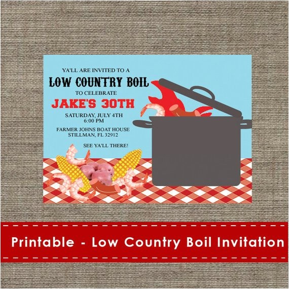 Low Country Boil Party Invitations Low Country Boil Party Invitation Diy Printable