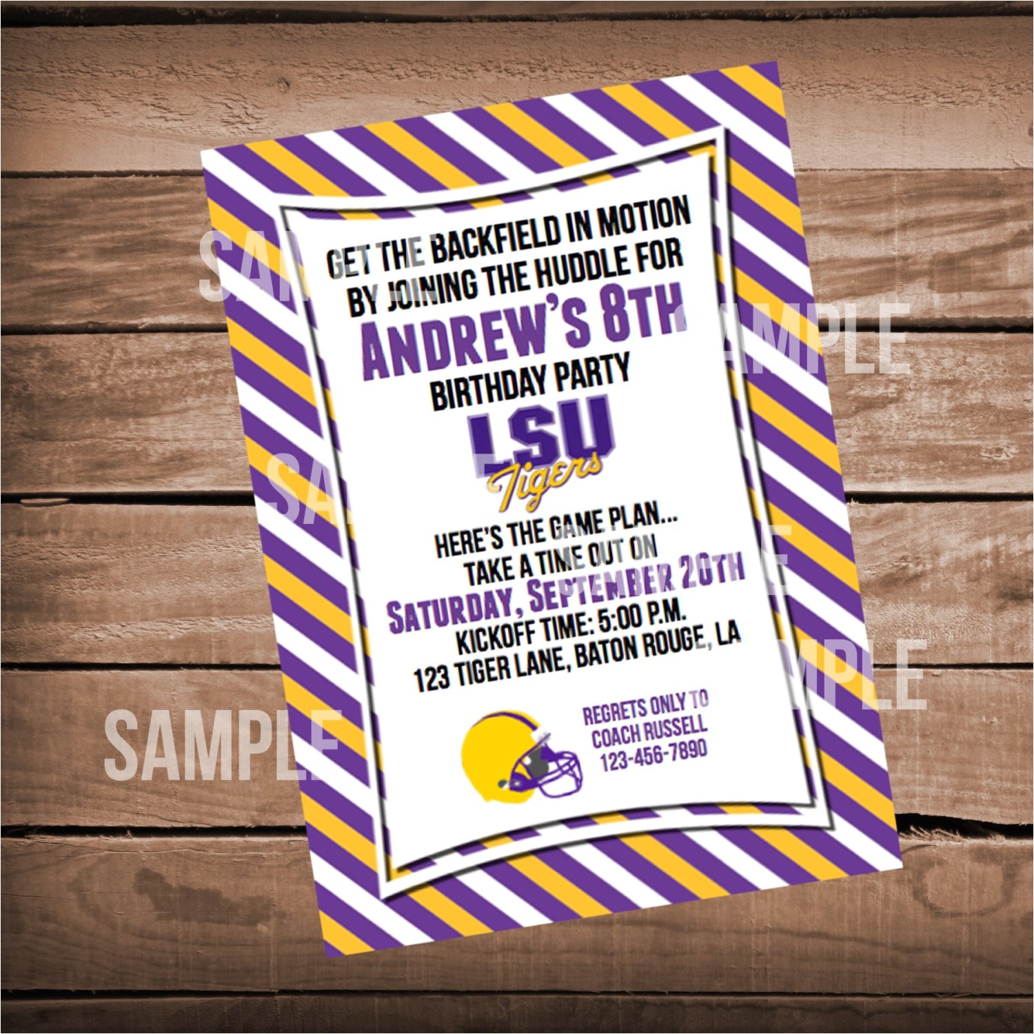 Lsu Party Invitations Lsu Football Birthday Invitation