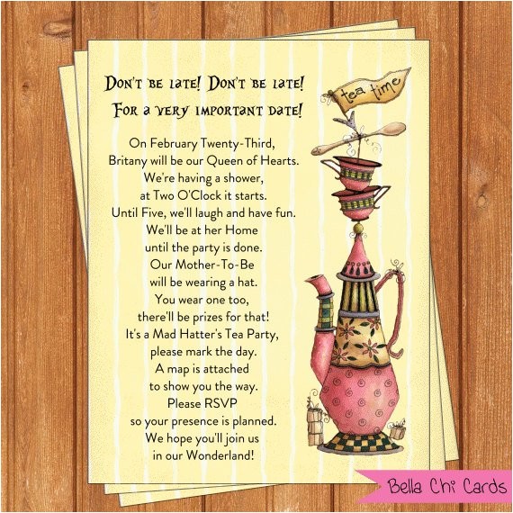Mad Hatter Tea Party Invitations Free Printable Mad Hatter Tea Invitation Baby Bridal Shower Printable