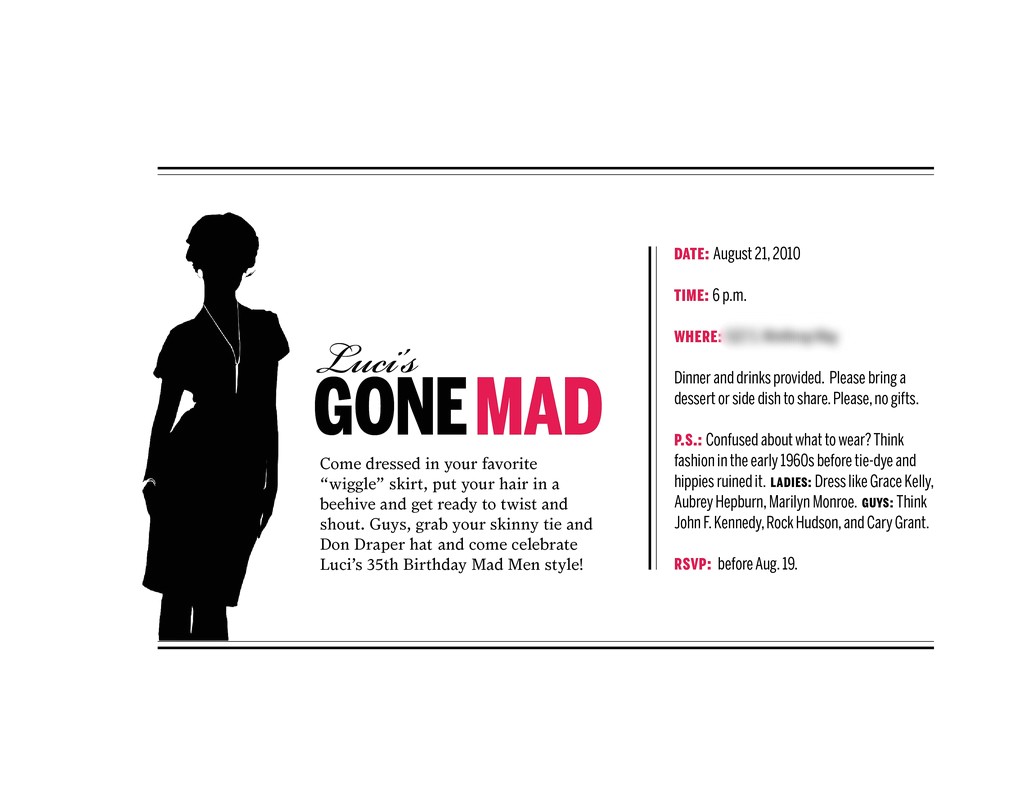 Mad Men Party Invitations Invitation to Mad Men Party Invite Designed for Birthday