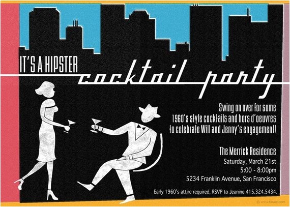 Mad Men Party Invitations Items Similar to Hipster 1960 39 S Mad Men Style Cocktail