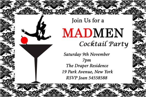 Mad Men Party Invitations Mad Men Inspired Birthday Cocktail Party event Invitation