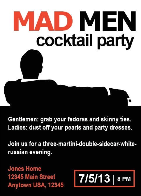 Mad Men Party Invitations Mad Men Party Invitations Cimvitation