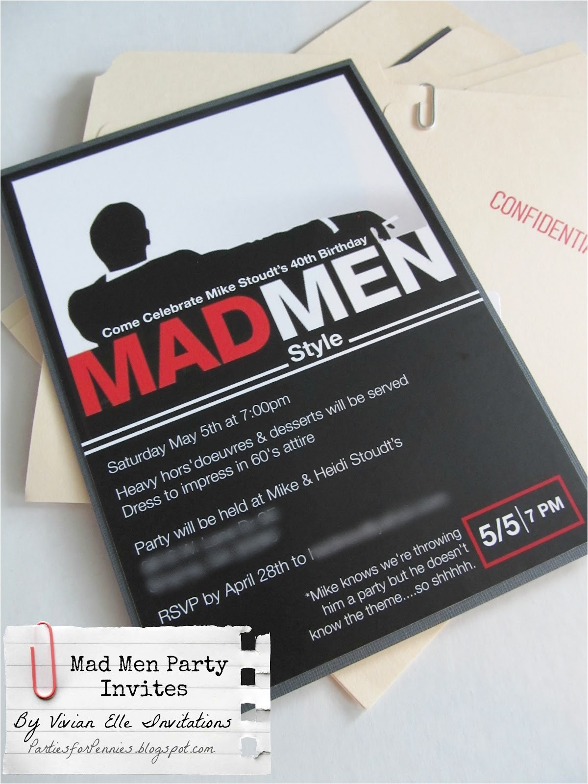 Mad Men Party Invitations Vivian Elle Invitations Mike 39 S Mad Men Invitations