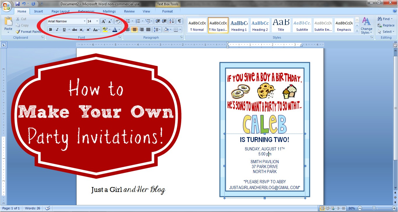 Make Your Own Party Invitations Free Printable How to Make Your Own Party Invitations Just A Girl and