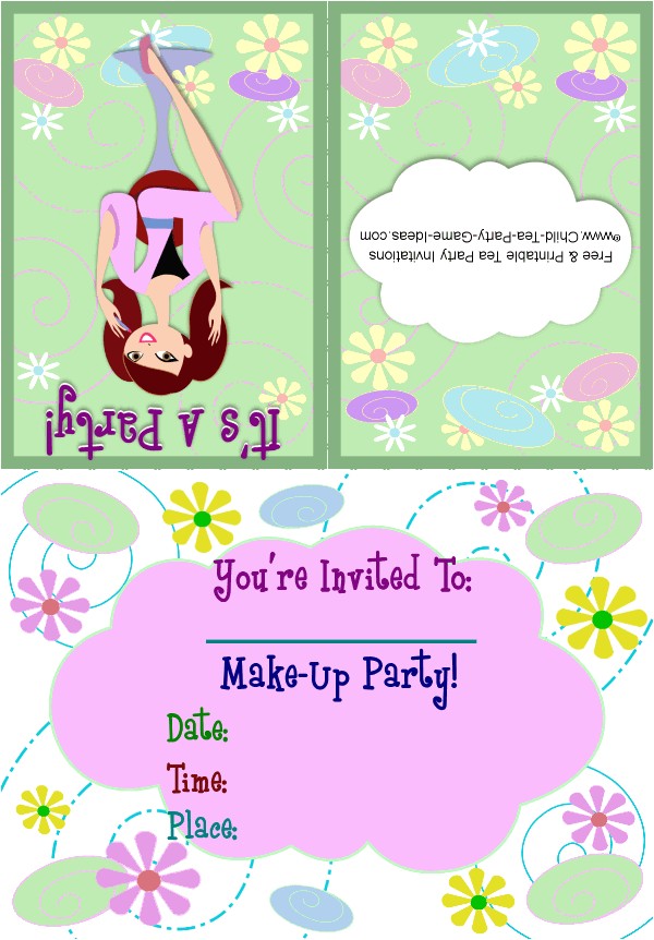 Makeup Party Invitations Free Free Printable Tea Party Invitations Makeup Party