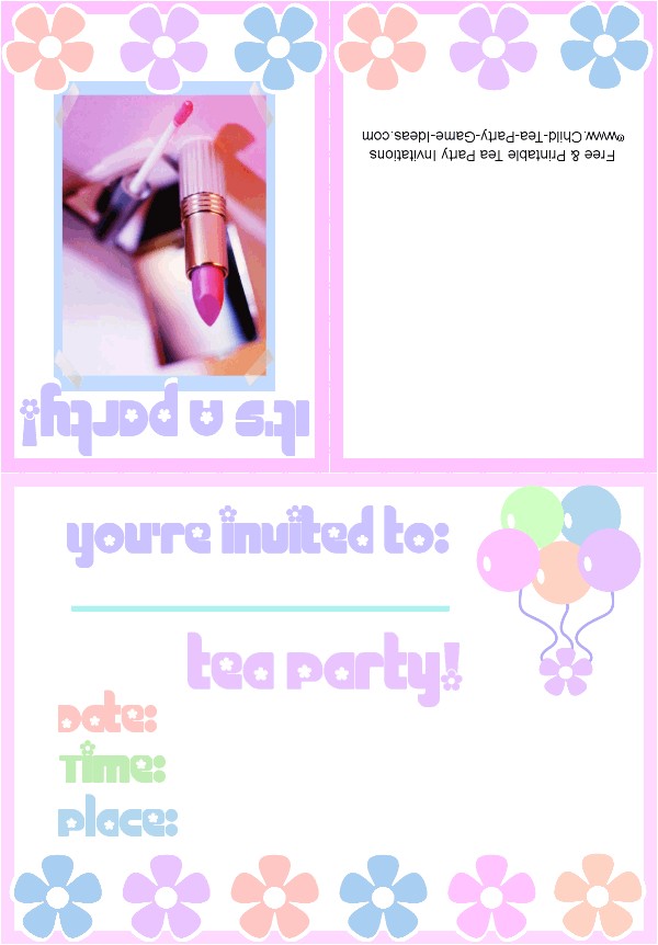 Makeup Party Invitations Free Free Printable Tea Party Invitations Makeup Party