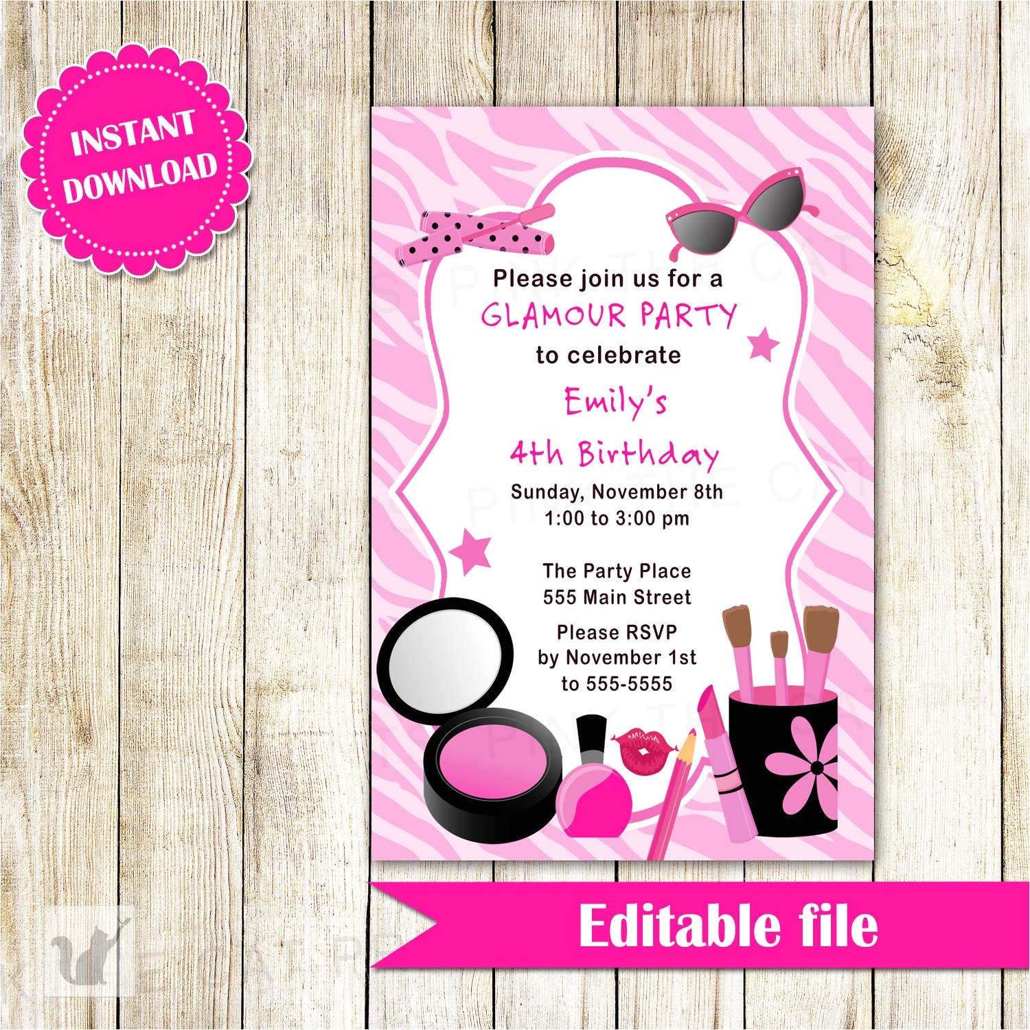 Makeup Party Invitations Free Glamour Invitation Girl Birthday Party Makeup Invite