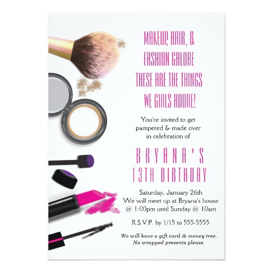Makeup Party Invitations Free Makeup Beauty Glamour Birthday Party Invitation Zazzle Com