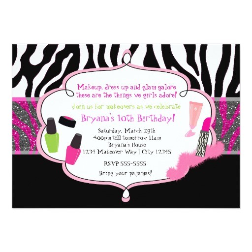 Makeup Party Invitations Free Makeup Makeover Zebra Birthday Party Invitation 4 5 Quot X 6