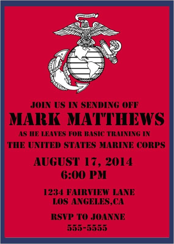 Marine Going Away Party Invitations U S Marine Corps Send Off Party Invite Diy Budget