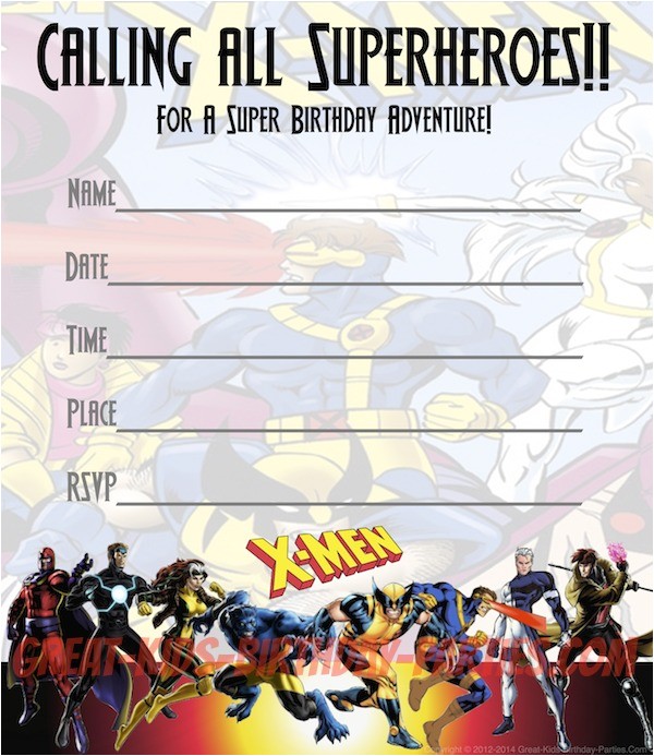 Marvel Party Invitation Template Free X Men Party Invitations