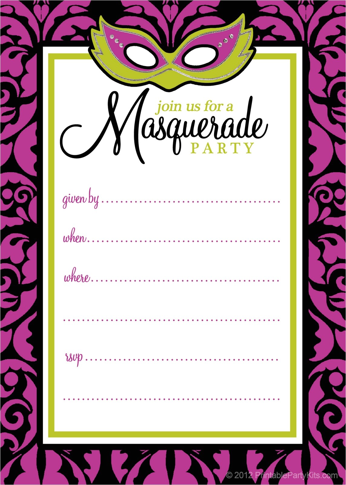 Masquerade Party Invitations Templates Free Free Printable Party Invitations Masquerade or Mardi Gras