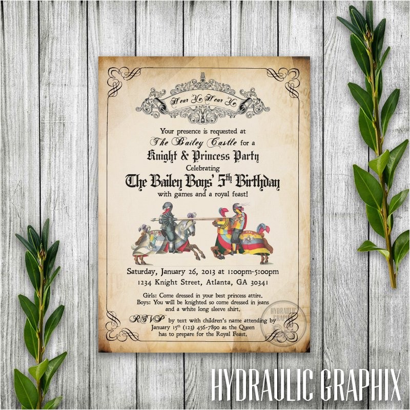 Medieval Party Invitations Knight Birthday Party Invitation Printable Medieval Times