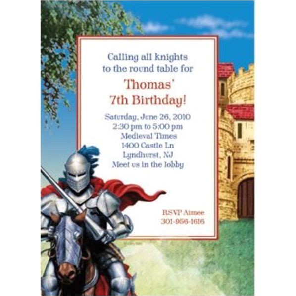 Medieval Party Invitations Medieval Knight Personalized Invitation Custom