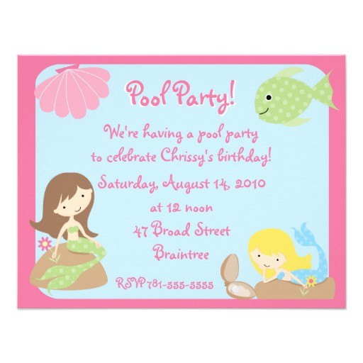Mermaid Pool Party Invitation Wording Krw Cute Mermaid Pool Party Invitations 4 25 Quot X 5 5
