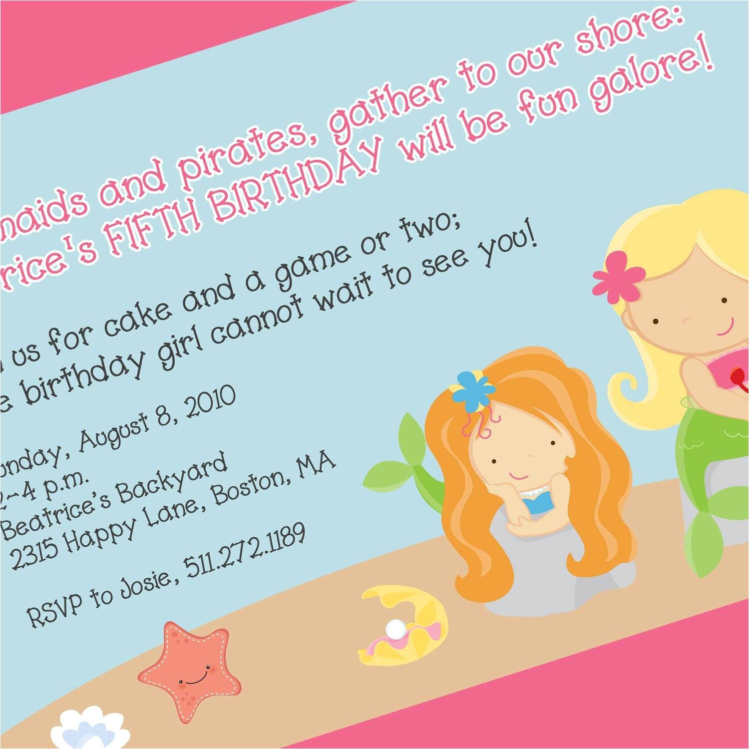Mermaid Pool Party Invitation Wording Mermaid Party Invitation Mermaid Birthday theme Mermaid