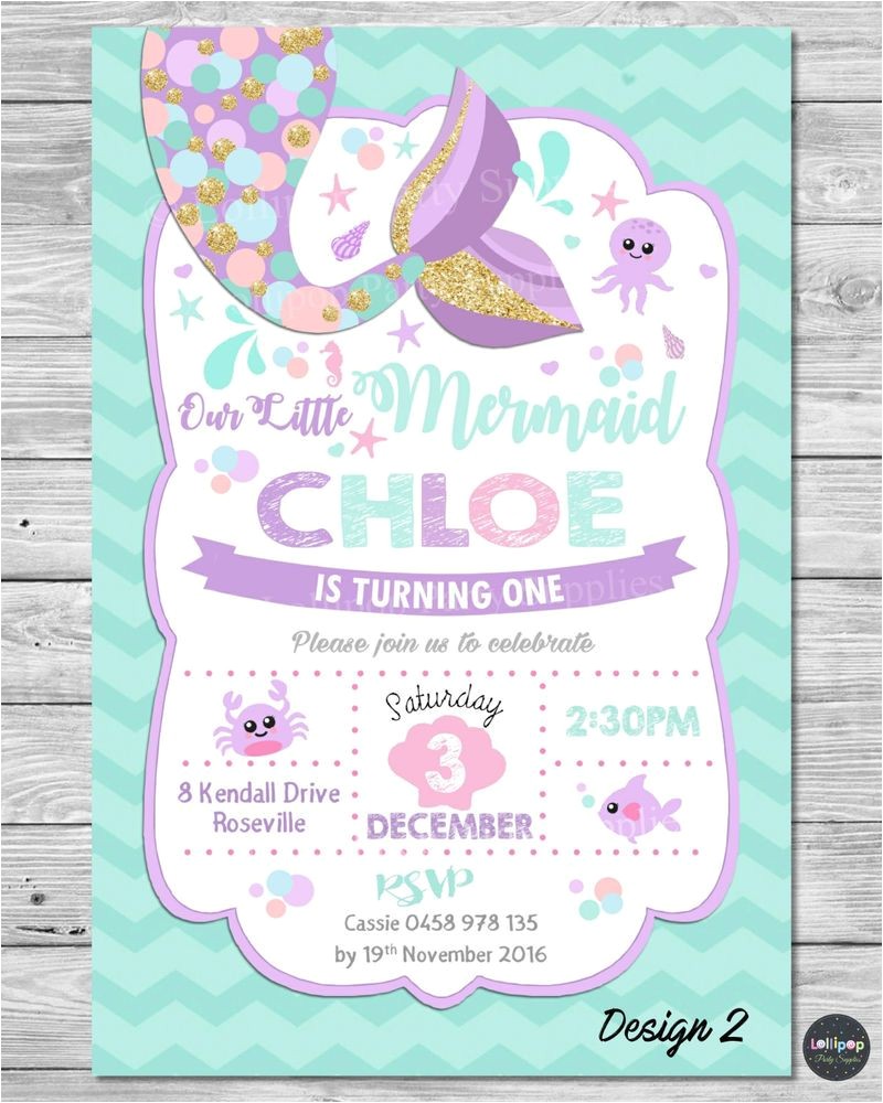 Mermaid themed Party Invitations Little Mermaid Invitations Invite 1st First Birthday Party Mermaid themed Party Invitations Little Mermaid Invitations Invite 1st First Birthday Party