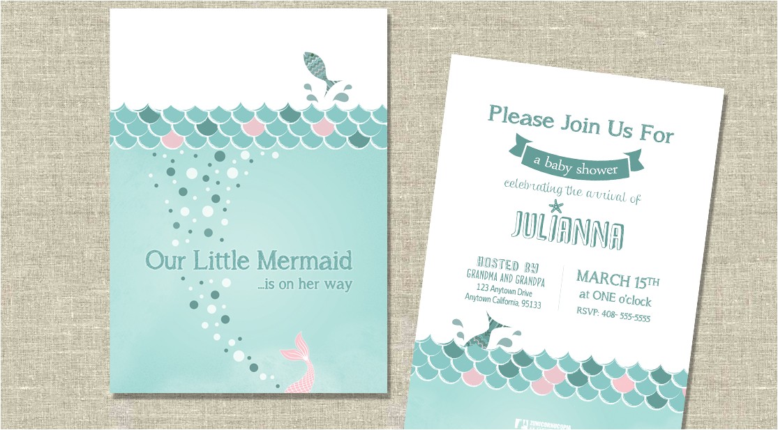 Mermaid themed Party Invitations Mermaid themed Baby Shower Invitation or Birth Mermaid themed Party Invitations Mermaid themed Baby Shower Invitation or Birth