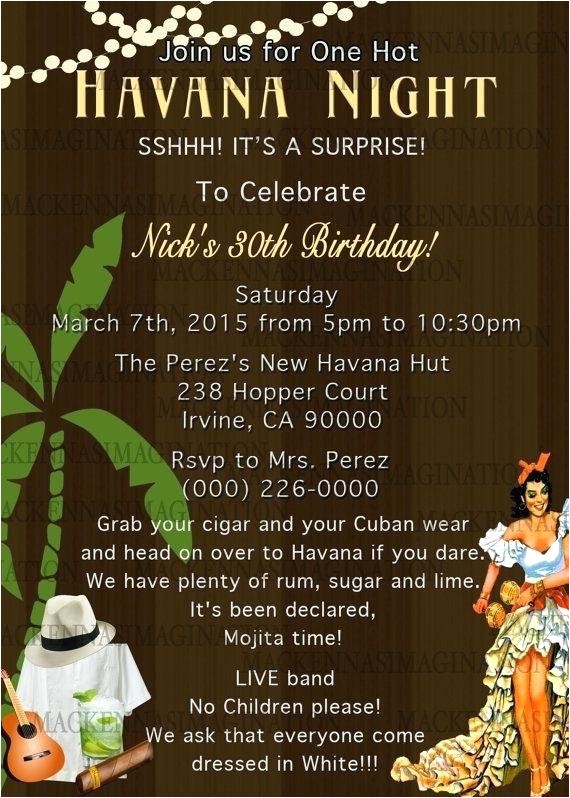 Miami themed Party Invitations Havana Nights Invitation Cuban Party Cuba Miami Tropical