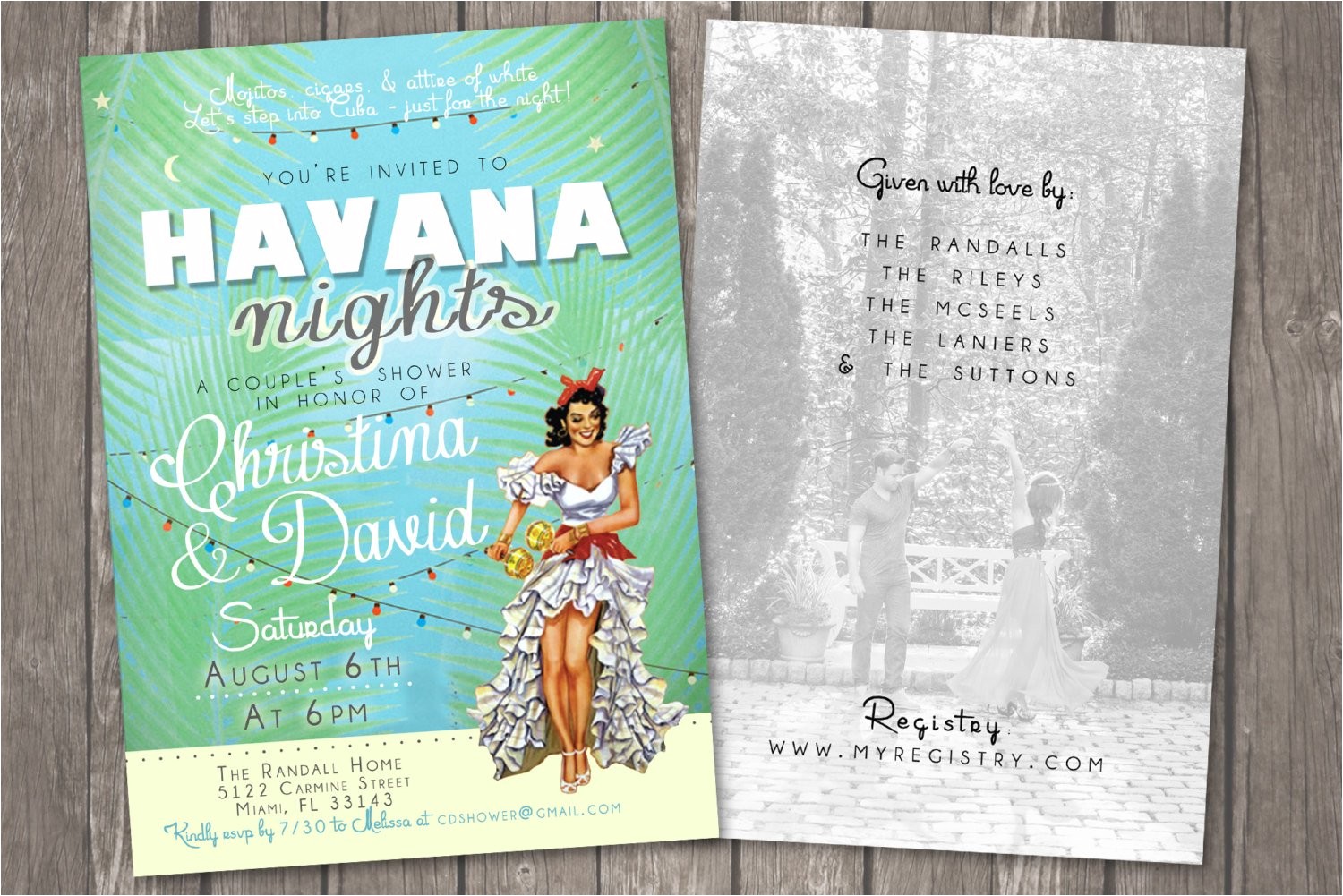 Miami themed Party Invitations Havana Nights Shower Invitation Cuban Havana Miami Shower