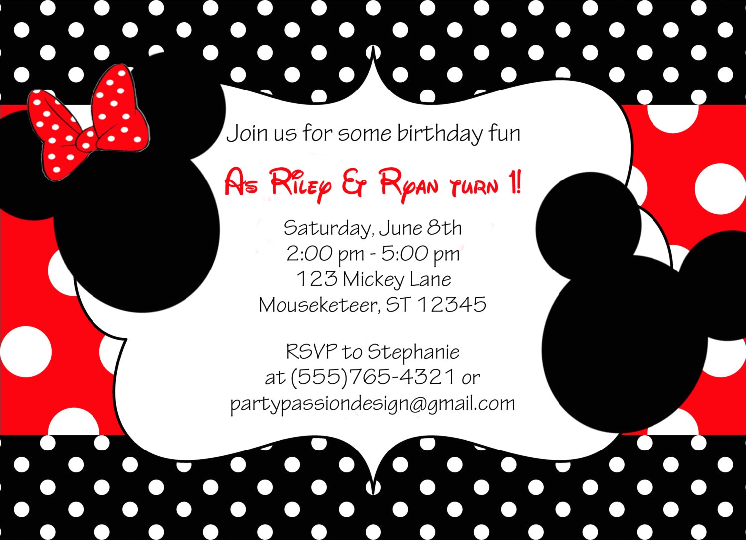 Mickey and Minnie Joint Birthday Party Invitations Minnie and Mickey Invitation orderecigsjuice Info
