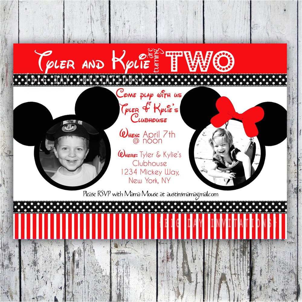 Mickey and Minnie Joint Birthday Party Invitations Minnie Mouse Printable Birthday Invitations Drevio