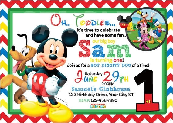 Mickey Mouse Clubhouse Party Invitations Free Template Free Printable Mickey Mouse 1st Birthday Invitations