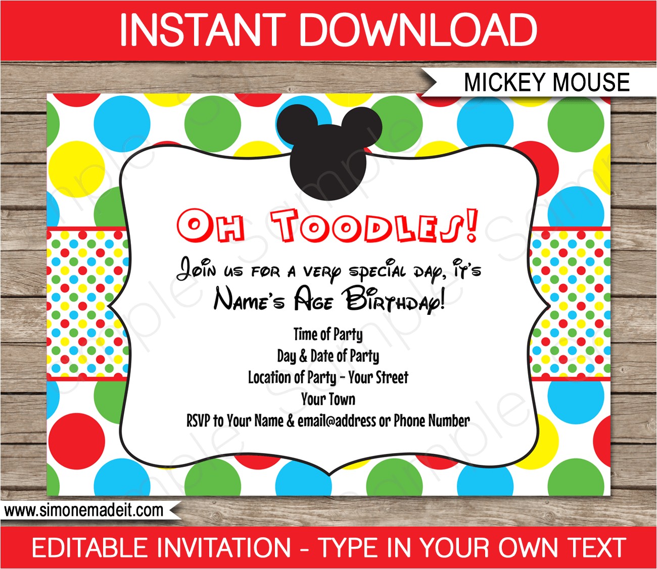 Mickey Mouse Clubhouse Party Invitations Free Template Mickey Mouse Party Invitations Template Birthday Party