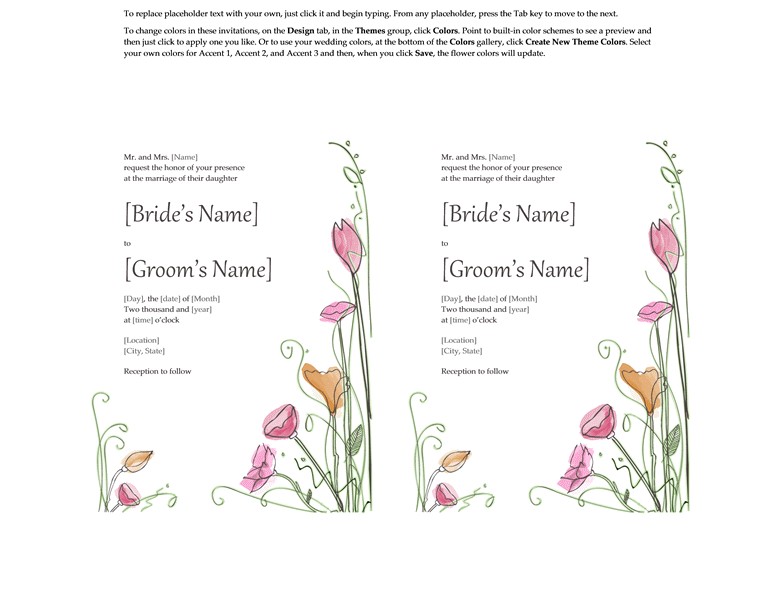 Microsoft Word Wedding Invitation Templates Microsoft Word 2013 Wedding Invitation Templates Online