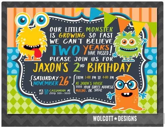 Monster theme Party Invitations Little Monster Birthday Invitation Boy or Girl Birthday