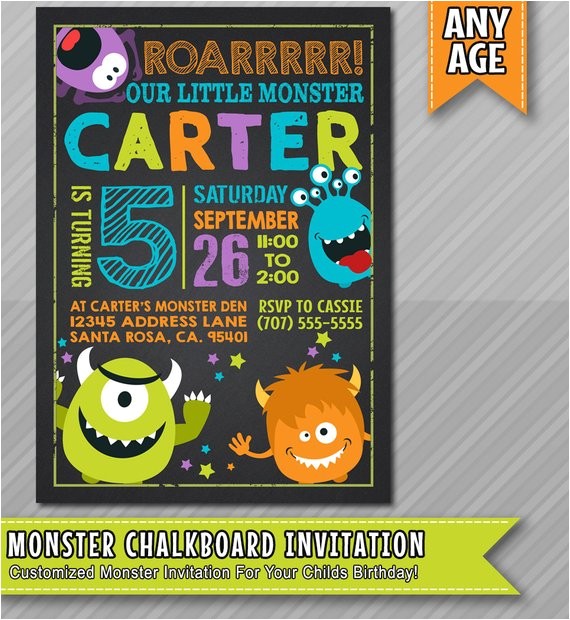 Monster theme Party Invitations Little Monster Birthday Invitation Monster by Wolcottdesigns