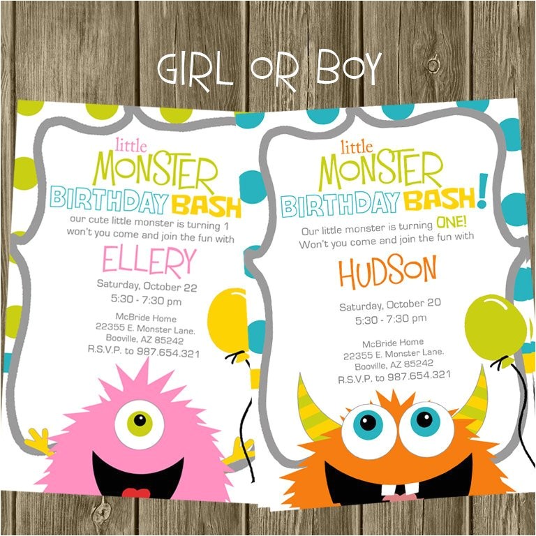 Monster theme Party Invitations Monster Birthday Party Invitation