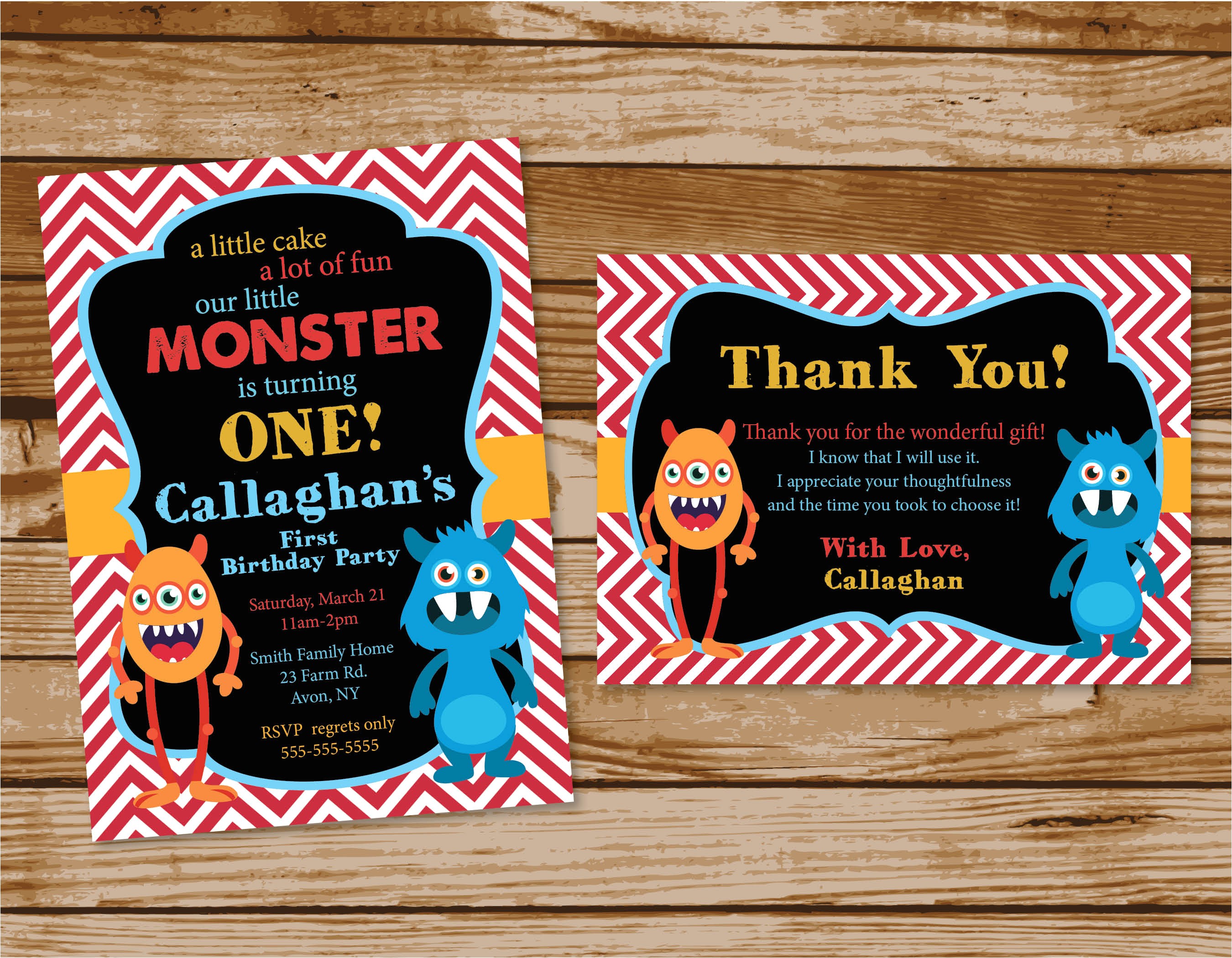 Monster theme Party Invitations Monster themed Birthday Party Invitations Printing by