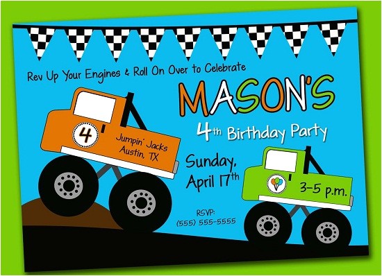 Monster Truck Party Invitations Free Monster Truck Birthday Invitations Ideas Bagvania Free