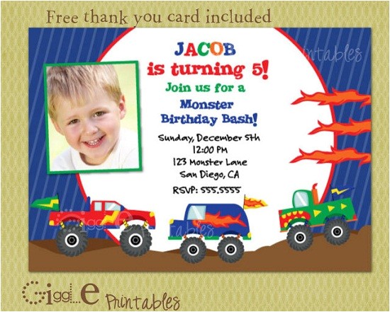 Monster Truck Party Invitations Free Monster Truck Birthday Invitations Ideas Bagvania Free