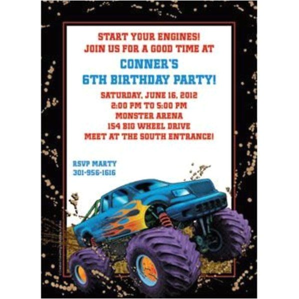 Monster Truck Party Invitations Free Monster Truck Personalized Invitation Each wholesale