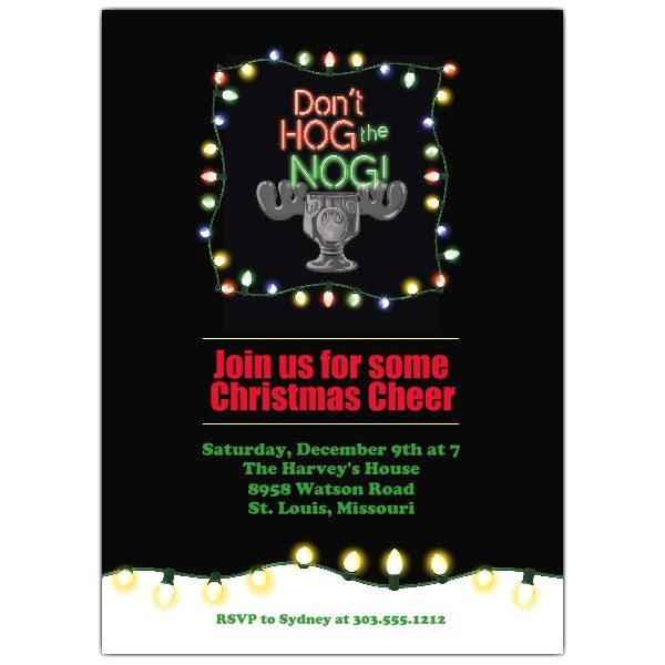 National Lampoons Christmas Vacation Party Invitations Hog the Nog Christmas Invitations Paperstyle