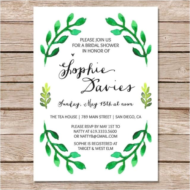 Nature themed Birthday Party Invitations Botanical Bridal Shower Invitation Spring Bridal Shower