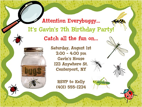 Nature themed Birthday Party Invitations Bugs Insects Nature Birthday Party Invitations Bugs