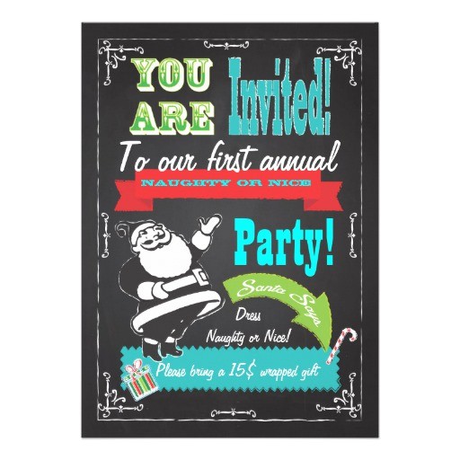 Naughty or Nice Party Invitations Blackboard Naughty or Nice Christmas Party Invites