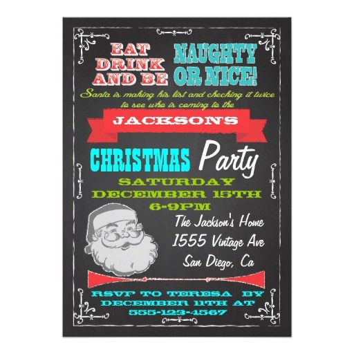 Naughty or Nice Party Invitations Blackboard Naughty or Nice Christmas Party Invites Zazzle