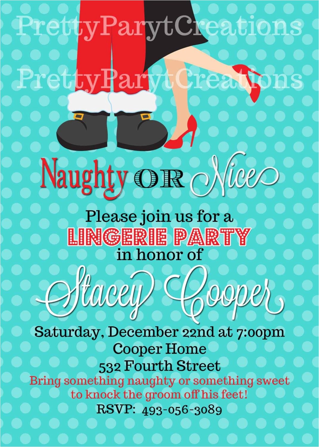 Naughty or Nice Party Invitations Naughty or Nice Party Invitation Bridal Shower Lingerie