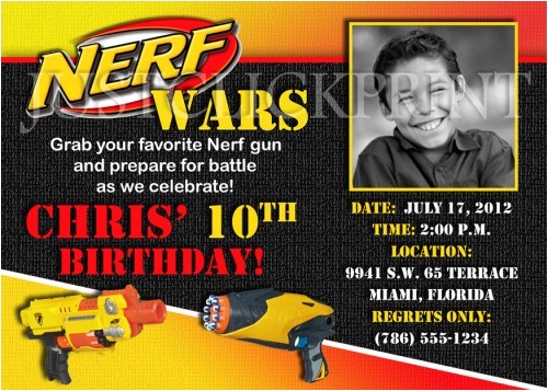 Nerf Gun Birthday Party Invitations Printable Nerf Gun Wars Inspired Birthday Photo Invitation