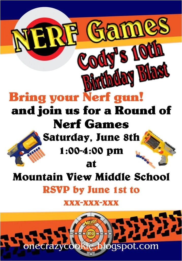 Nerf War Party Invitation Template 32 Best Nerf Party Images On Pinterest Birthdays